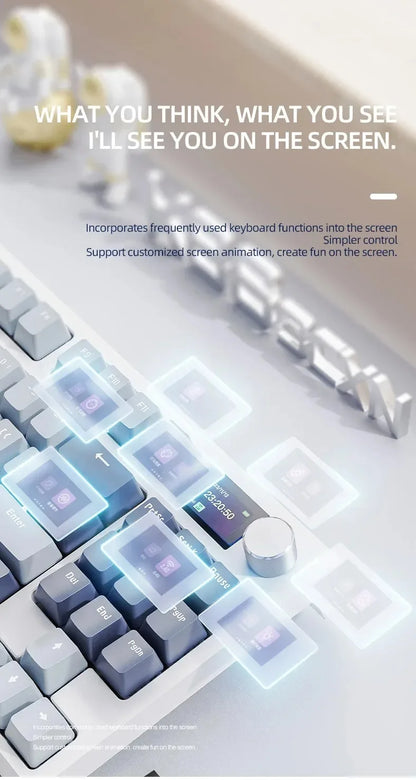 Attack Shark K86 Wireless Mechanical Keyboard, TFT Display, Metal Knob, RGB Backlit, Hot-Swappable, Bluetooth for Gaming & Office