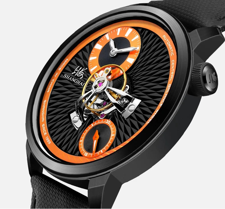 Shanghai Watch Sky Dome Center Flywheel Men's Watches Luminous Automatic Mechanical Wristwatch 50M Water-resistance Watches 2101