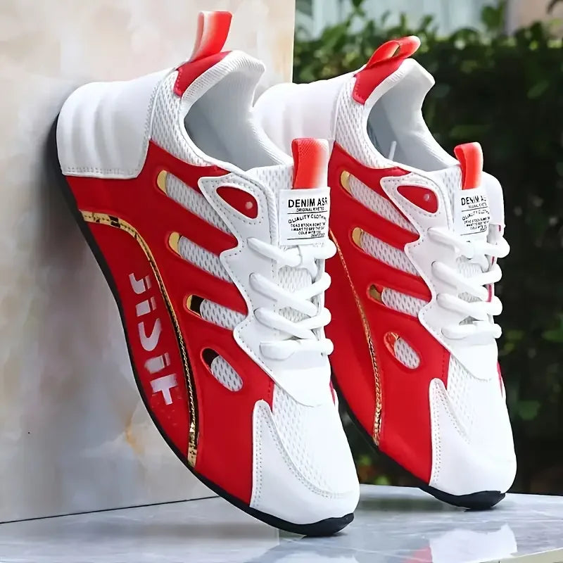 Breathable and comfortable men's sports shoes, with an inner height increase and a low top strap, suitable for outdoor sports an