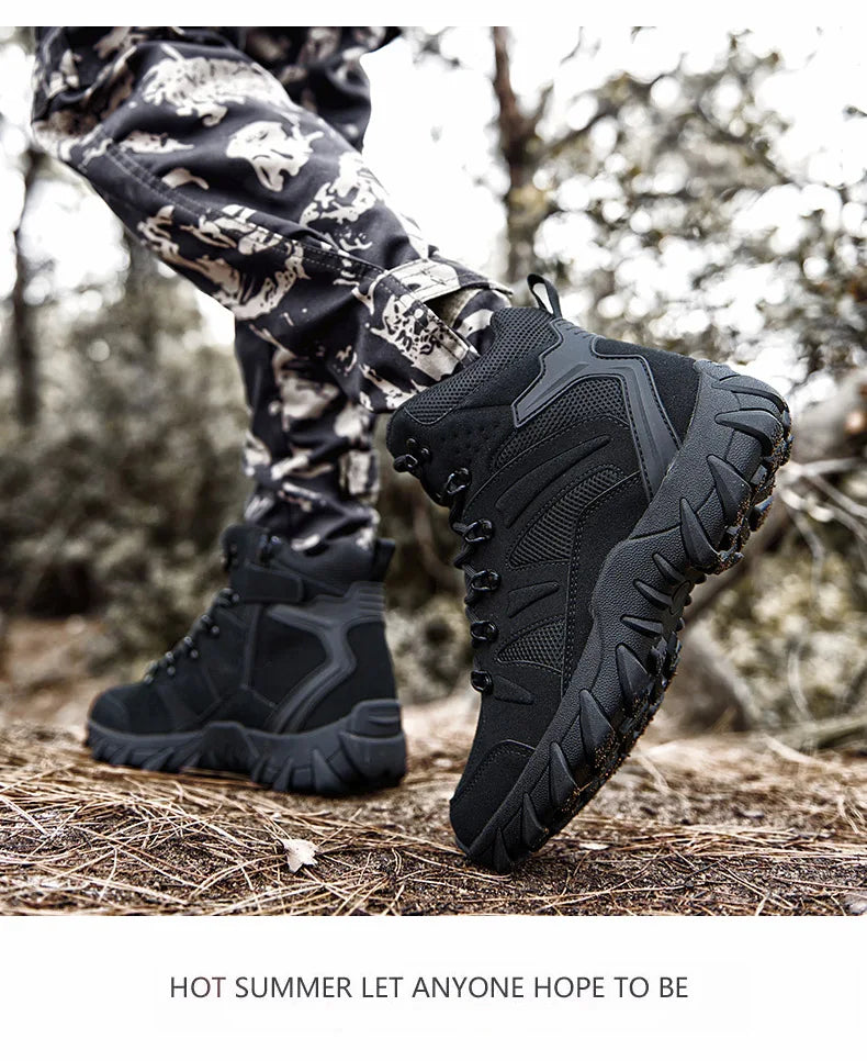 Botas Táticas de Combate Melhoradas para Homem, Calçado Outdoor de Treino, Campismo, Antidesgaste, Resposta Rápida, Caminhada, Pesca e Caça