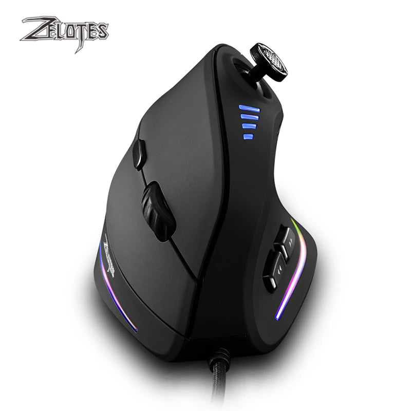 Rato Vertical ZELOTES C-18, rato ótico com 11 teclas, RGB, joysticks e laser programáveis, para PC e computador gaming