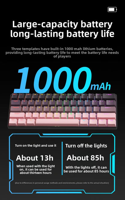 Bluetooth Wireless Mechanical Keyboards RGB Gamer Keyboard for Tablet Mechanical 60% iPad Backlit Mini USB Keyboard