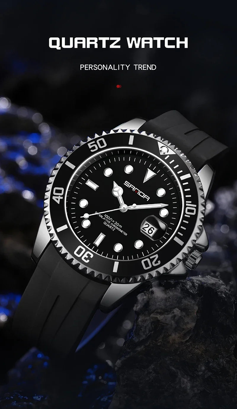 SANDA 7018 Hot Sell Men Quatrz Watch Sport Mens Watches Top Brand Luxury Waterproof Silicone Quartz Clock Men Relogio Masculino