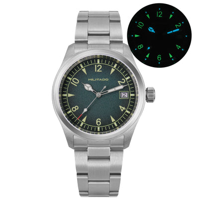 Militado ML08 Switzerland Ronda 515 Quartz Movement Double Sapphire Crystal  BGW9 Luminous 10Bar Waterproof 38mm Vintage Watch
