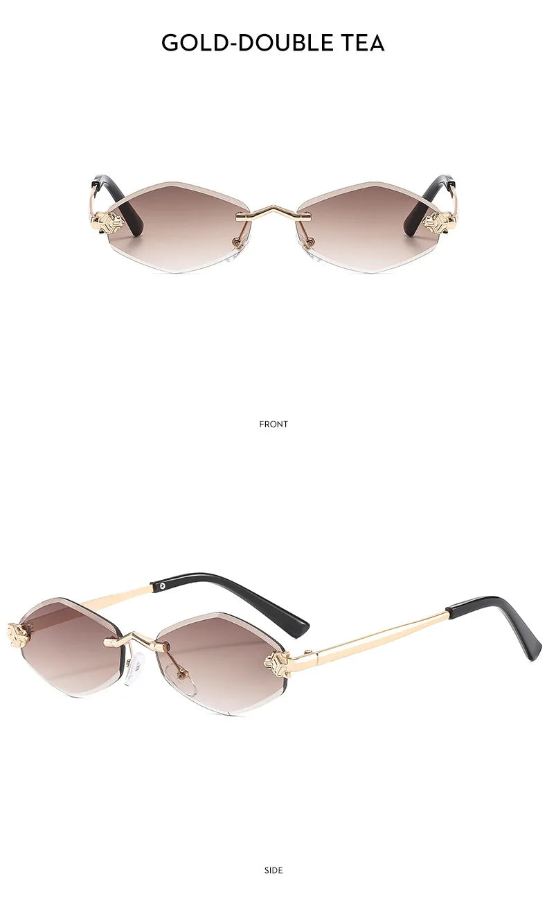 Frameless Rhombus Personalized Women's Sunglasses,Elegant And Versatile Classic Sunglasses Luxury And High-End Sunglasses UV400.
