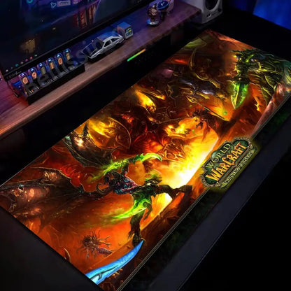 Naturlig Horde Alliance-musemåtte i gummi, stor skrivebords- og tastaturmåtte til computer, HD World Of Warcraft gaming-musemåtte med hurtig overflade og låst kant