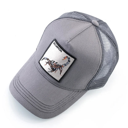 Unisex trucker kapa s vezenim Scorpion zakrpama, muška bejzbol kapa, ženska snapback hip hop kapa, vanjska kapa s prozračnim vizirom