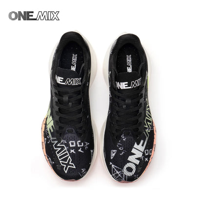 ONEMIX New Nylon Carbon Board Marathon Running Racing Shoes Shock-relief Professional Stable Support Ultra-light Rebound Sneaker