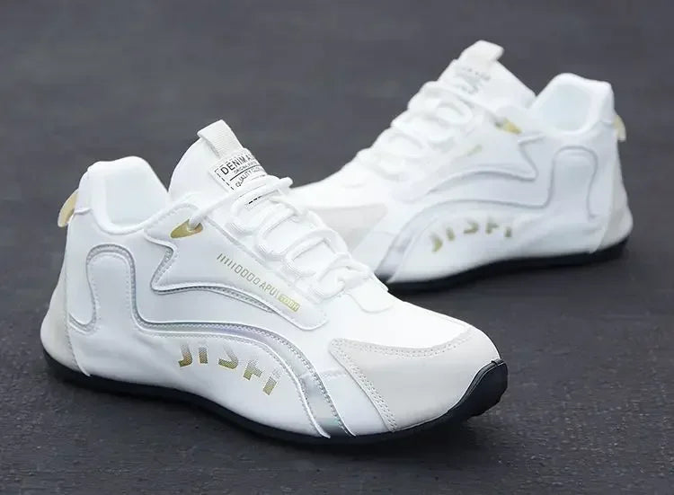 Ténis masculinos em couro PU, impermeáveis, desportivos e casuais; sapatos leves, respiráveis, planos e antiderrapantes; Zapatillas Hombre
