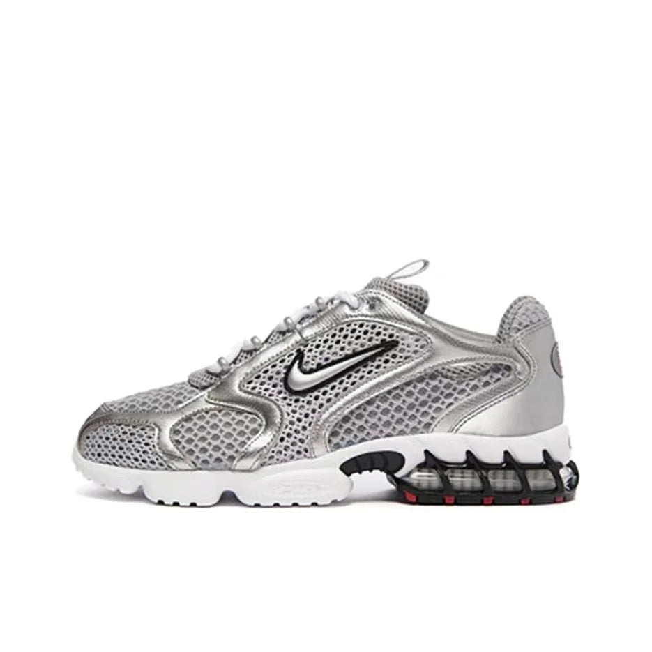 Nike Air Zoom Spiridon Cage 2 Zapatillas casual unisex de caña baja, resistentes, grises y rojas, calzado lifestyle deportivo CJ1288-600