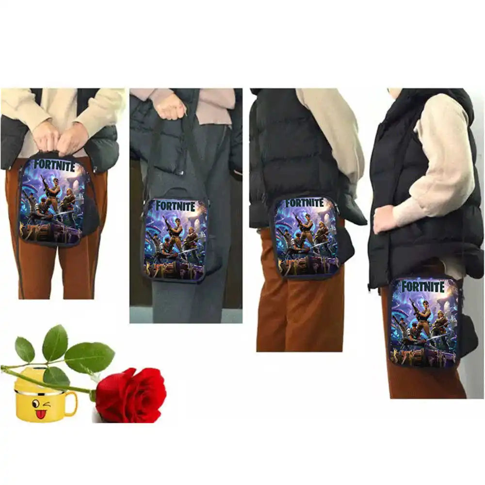 Children's Cartoon Fortnite Picnic Bag For Boys and Girls Age 5-10，Kids Insulated Cooler Lunch Bags Cute Portable Lightweight