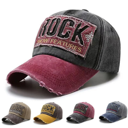 Baseballkasket i bomuld af høj kvalitet med ROCK-bogstavbroderi til mænd og kvinder, gorras snapback, udendørs sportssolhat