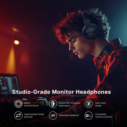 Auscultadores Linsoul Kiwi Ears Ellipse de nível de estúdio, abertos, com driver dinâmico e cabo destacável, headset Hi-Fi circum-aural com fios e graves potentes