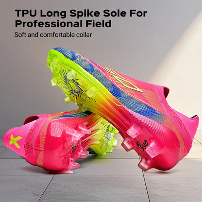 Anti-slip AG/FG Soccer Boots，TPU Shock Absorption Sole，Durable PU Fabric Upper，Teenager Boys Girls Professional Field Sneakers