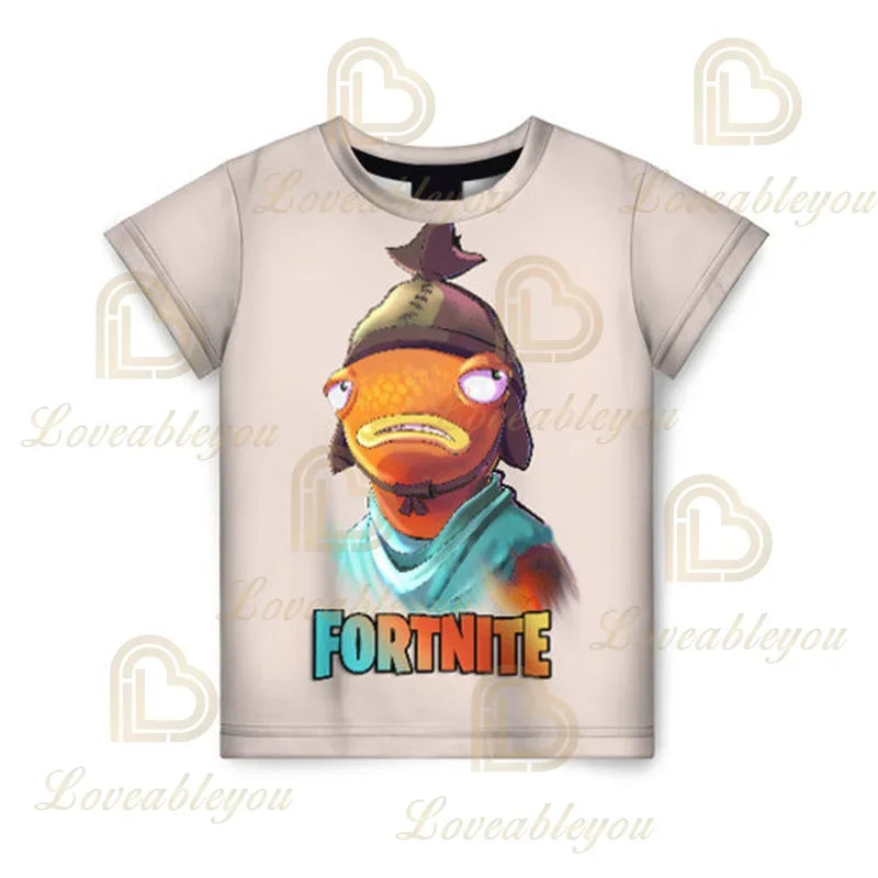 New Fortnite Summer T Shirt Boys Cartoon Cute Tee Short Sleeve Shirt Men Women Children Tshirts Teenager Tee Streetwear Tops