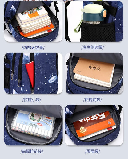 Fortnite Starry Sky Backpack Large Capacity Waterproof Laptop Bag Game Character Print Student Pack Boy Girl Back to School Bag