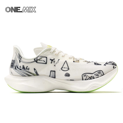 ONEMIX New Nylon Carbon Board Marathon Running Racing Shoes Shock-relief Professional Stable Support Ultra-light Rebound Sneaker