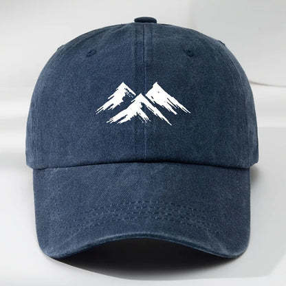 Interesting baseball cap, mountain print, outdoor men's casual sports, breathable duckbill cap, washed retro sun hat