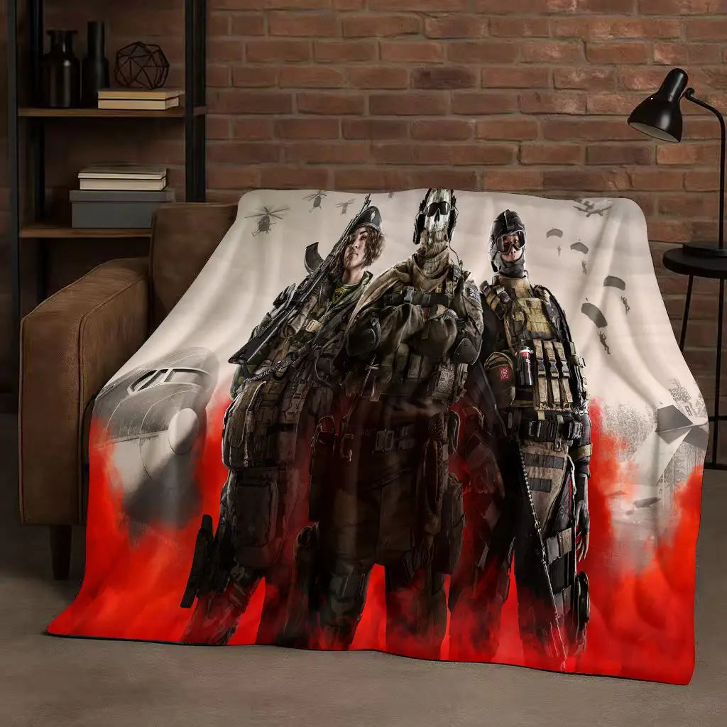 Classic Gun Game Call of Duty COD Ghost Simon Flannel Blanket,Ultra Soft Warm Plush Throw for Home Bedroom Bed Sofa Cover Kid