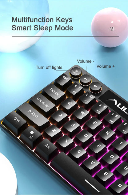 AULA F3061 Wired RGB Gaming Keyboard Membrane Keyboard 60% Gamer PC Keyboard USB Cute Keyboard