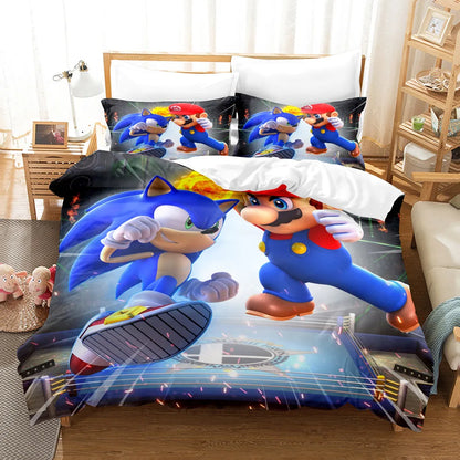 Cute Sonics Boy Bedding Set Exquisite 3D Digital Cartoon Sonics Duvet Cover Comforter Bed Youth Kids Girl Boys Gift