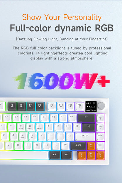 Ajazz AF82 Series 75% Layout Wireless Keyboard with 4000mAh Battery Low Profile Keys Bluetooth Tri-Mode Connectivity RGB