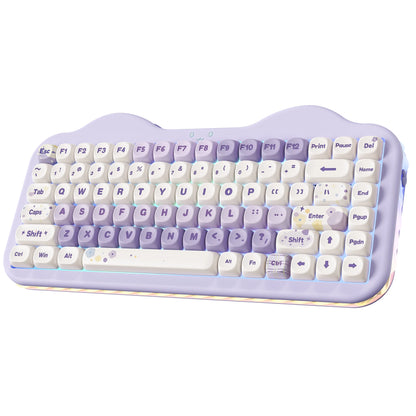 Teclado mecânico sem fios YUNZII C75, 75% cremoso com Hot Swap e RGB personalizável, design Gasket Cute Cake, para Win/Mac/Gaming