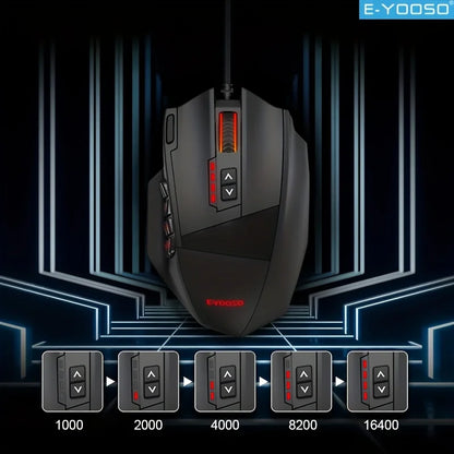 E-YOOSO RGB Wired Gaming Mouse 16400 DPI Ergonomic Gaming Mouse with Programmable Macro, Optical RGB Gaming Mouse for PC, Laptop & Office