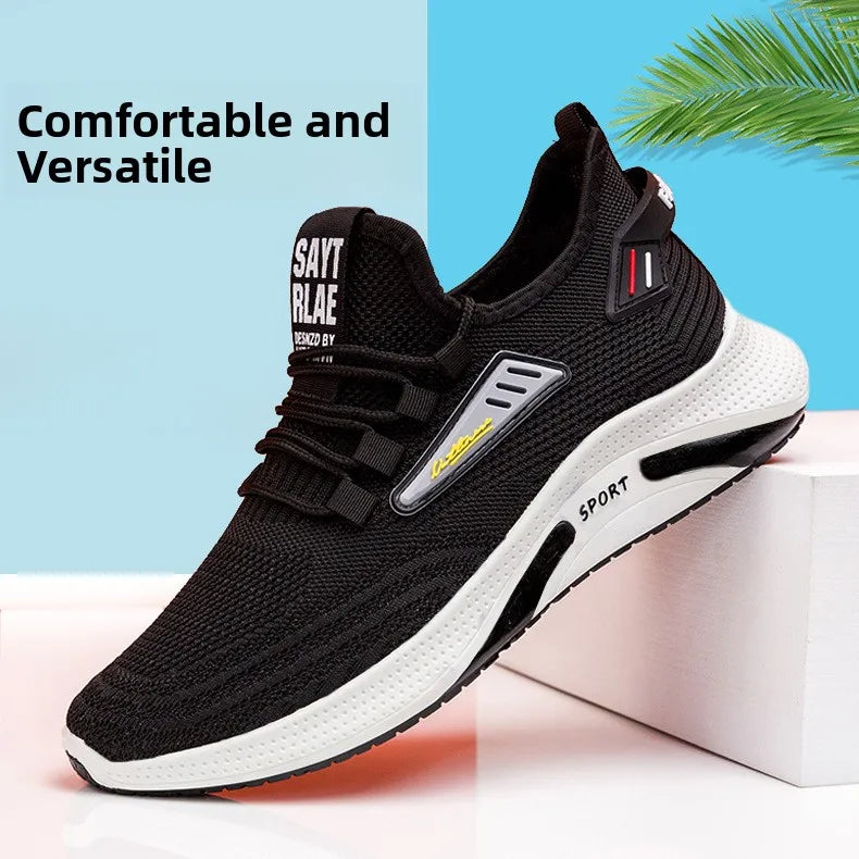 Hot Sale Of The Season New Men's Running Shoes Breathable Lightweight Knitted Lace-Up Sports Sneakers Fashionable Korean Styl...