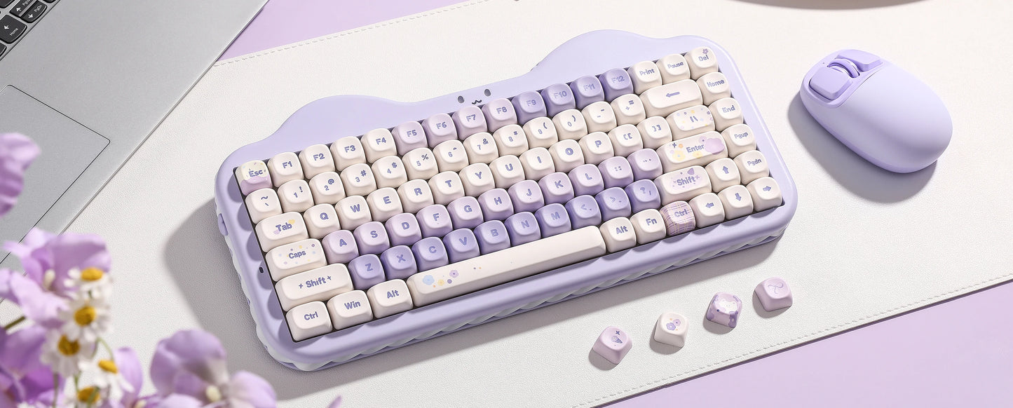 Teclado mecânico sem fios YUNZII C75, 75% cremoso com Hot Swap e RGB personalizável, design Gasket Cute Cake, para Win/Mac/Gaming