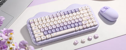 Teclado mecânico sem fios YUNZII C75, 75% cremoso com Hot Swap e RGB personalizável, design Gasket Cute Cake, para Win/Mac/Gaming