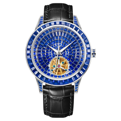 2025 New Haemmer Jacob Diamond Face Tourbillon Mechanical Men's Watch Men's Genuine Leather Glowing Mechanical Watch