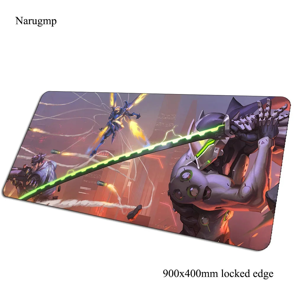 Tapete de rato Overwatch de aniversário, tapete para computador 900x400x3mm, tapete de rato gaming grande, presente para rato e teclado, jogos PC gamer, secretária