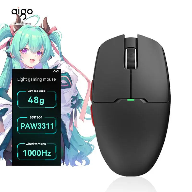 Aigo GM80 PLUS PRO Wireless Gaming Mouse, Bluetooth PAW3395/PAW3311 Lightweight Three-Mode Gaming Mouse with 1000Hz Polling Rate