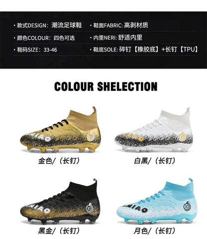Men Soccer Shoes Kids Football Boots Women Professional Soccer Cleats Antiskid Chaussure Football TF/FG Outdoor Football Shoes