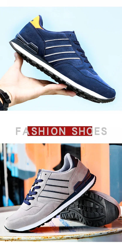 Sapatilhas de Homem 2025 Novas de Alta Qualidade em Pele, Sapatos Casuais Respiráveis de Outono, Sapatos Rasos Casuais Masculinos