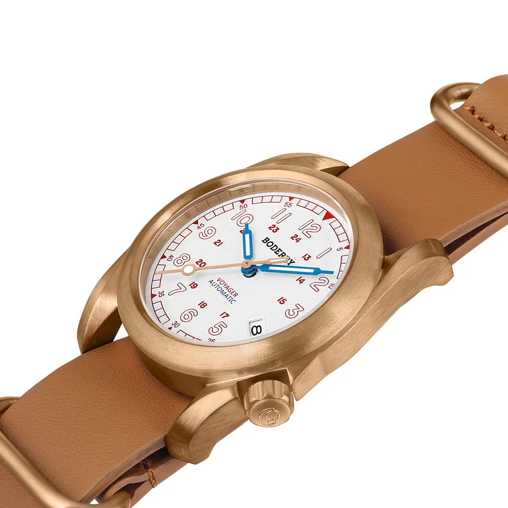 Boderry VOYAGER Field Watches Bronze Case Automatic For Seiko NH35 Watch 100M Waterproof Clock Military Vintage Wristwatch Mens