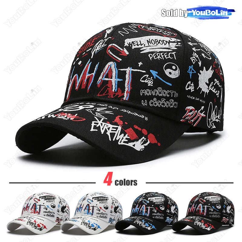 Cappellino da baseball graffiti per uomo e donna – Cappello regolabile in cotone stile street snapback