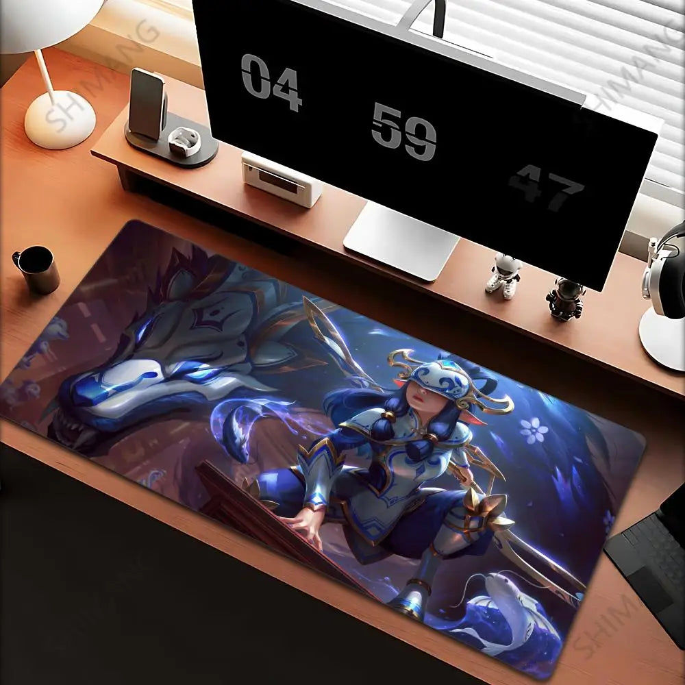 League of Legends Kindred -hiirimatto, suuri pelihiirimatto, tietokone, anime-tyttö, pöytämatto, kannettavan tietokoneen lisävarusteet, pelaaja, XXL-näppäimistömatto