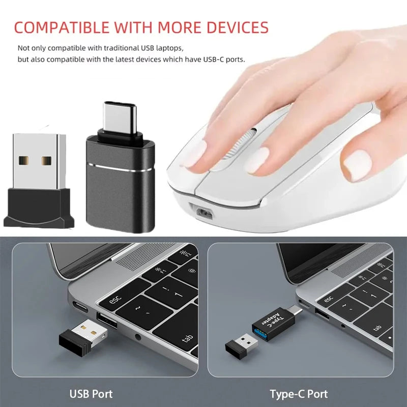 Rato sem fios compatível com Bluetooth 2.4G recarregável, rato de computador USB silencioso para gaming, para PC, portátil, MacBook e tablet