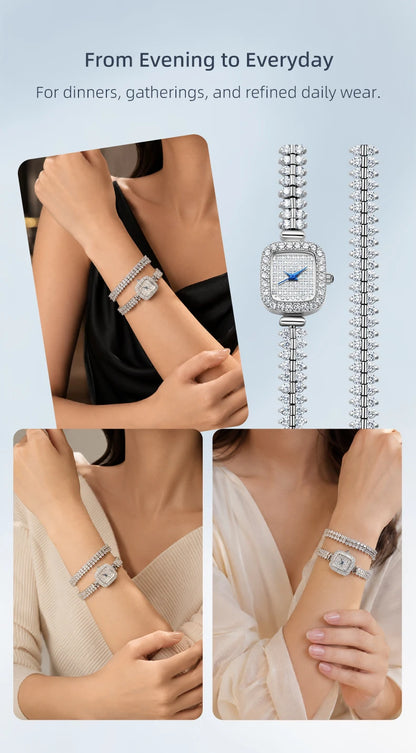 Sotoiru Square Luxury Diamond Watch For Women Silver Quartz Wristwatch Bling Bling Jewelry Zircon Wrap Watches Female Clock 2026