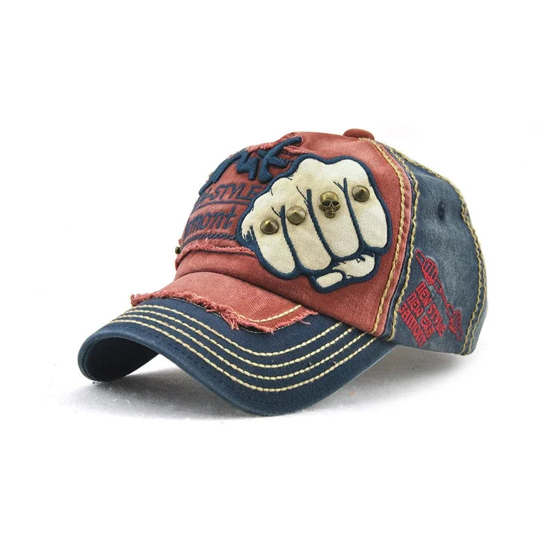 Fashion Baseball Cap Sports Outdoors Casual Cap Sun Hat Gorras Hip Hop Caps On Size Adjustable unisex Fist Rivet Patche