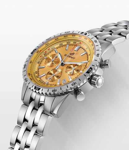 BERNY Aviation Men's Watches Quartz Chronograph Watch Date Sapphire Super Luminous Luxury Brand Dress Man Wristwatch