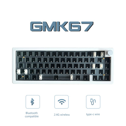 Kit de teclado mecânico personalizado ZUOYA GMK67 hot-swappable Bluetooth 2.4G sem fios, retroiluminado RGB, estrutura gasket, teclado 3 modos