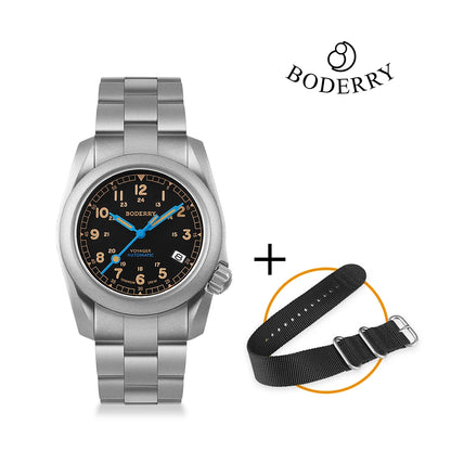 Boderry VOYAGER Field Watches Bronze Case Automatic For Seiko NH35 Watch 100M Waterproof Clock Military Vintage Wristwatch Mens