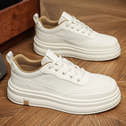 British Style Casual Leather Shoes Men Classic Soft Leather Breathable Lace-Up Walking Shoes Flat Brand Minimalist Driving Shoes