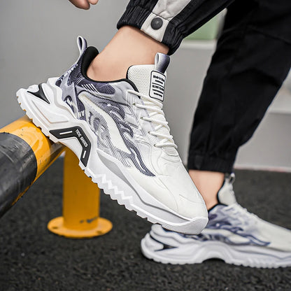 Scarpe sportive da uomo alla moda con lacci, versatili, antiscivolo, con suola spessa, per adolescenti, da indossare tutti i giorni, comode scarpe da corsa casual da uomo