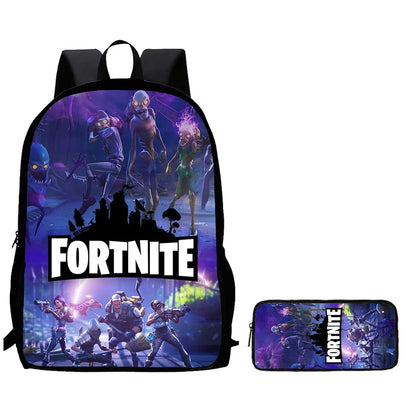 Conjunto de Mochila Infantil Fortnite de 2 Peças com Estojo, Leve e Resistente, Saco Escolar para Rapazes e Raparigas dos 6 aos 9 Anos, Material Escolar Diário