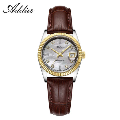 ADDIES New Luxury Women's Watches 28mm Sapphire Glass 50m Waterproof 316L Stainless Steel Business Quartz Wristwatch For Woman