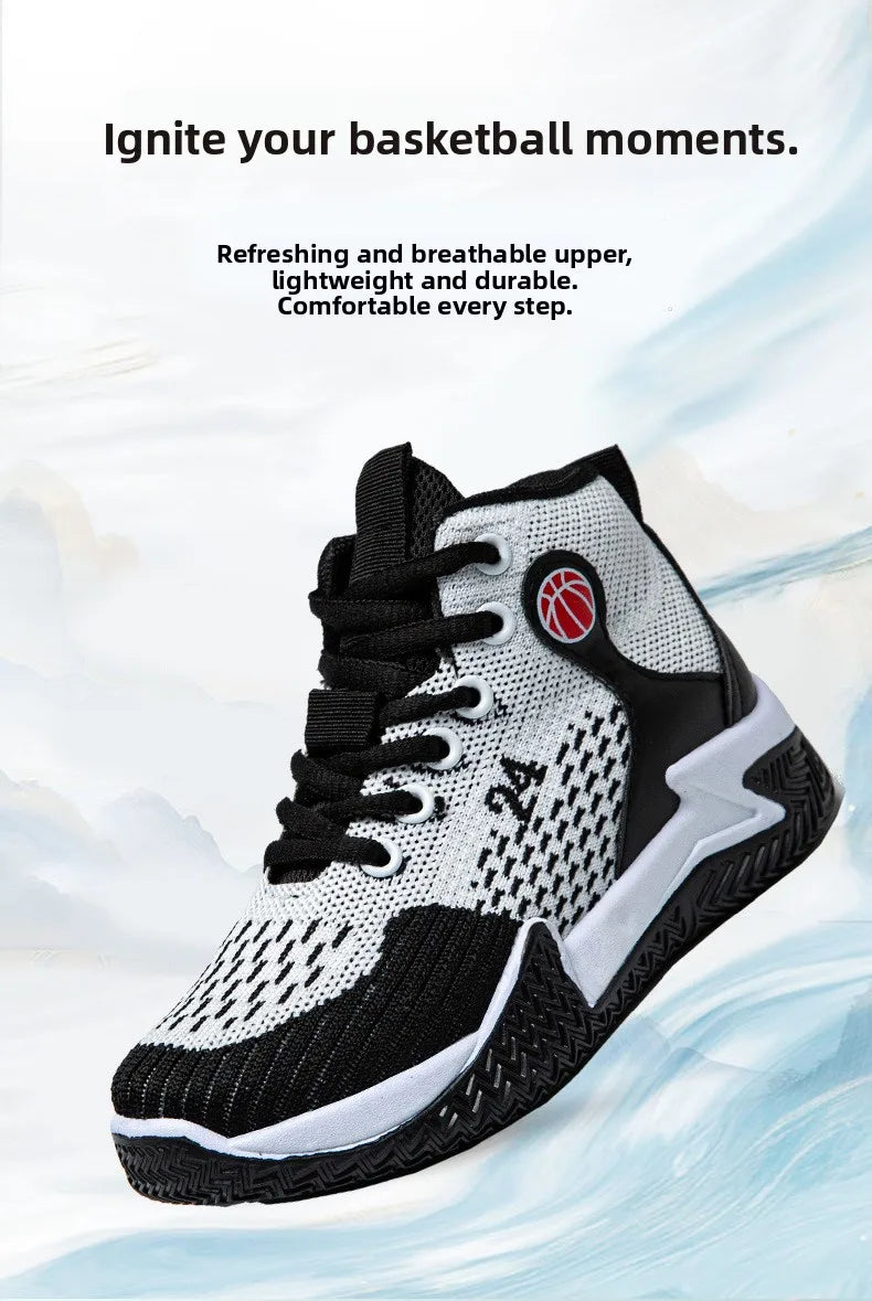 Large Size High Top Sports Shoes Men's Casual Breathable Comfortable Thick Bottom Basketball Shoes Running Shoes